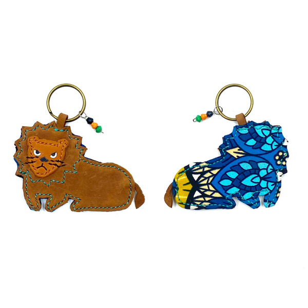 Lion key chain -blue & light blue-