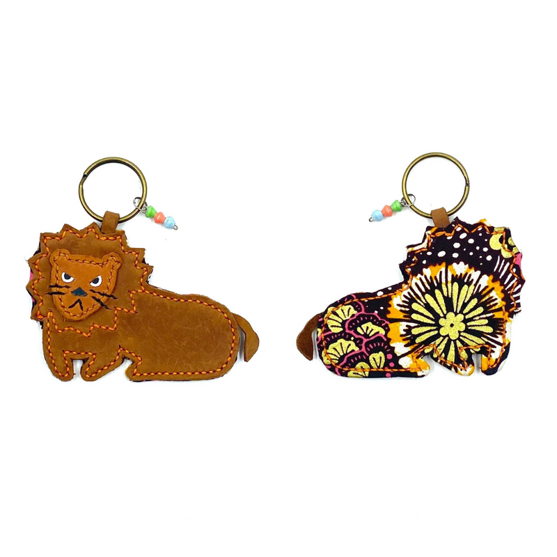 Lion key chain -black & yellow-