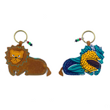 Lion key chain -blue & yellow-