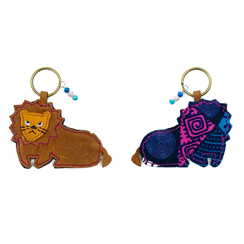 Lion key chain -blue & purple-