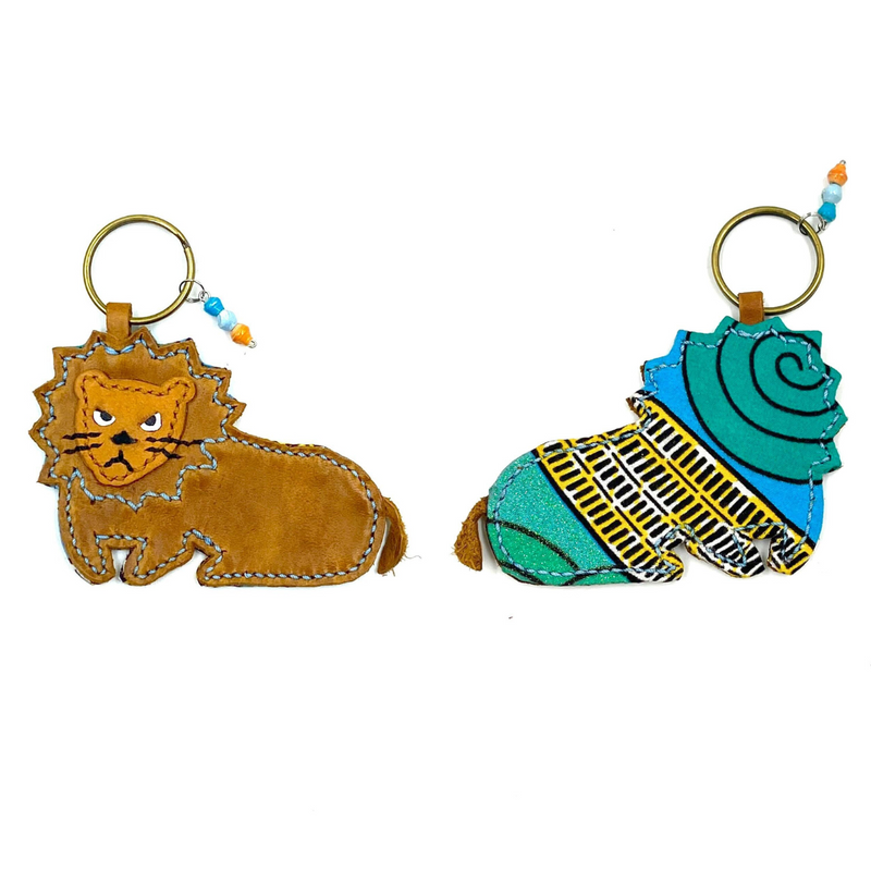 Lion key chain -light green & light blue-