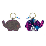 Elephant key holder -gray & purple-