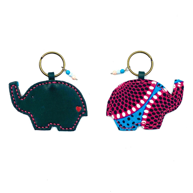 Elephant Key Holder -Deep Green & Purple-