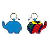 Elephant Keychain -Light Blue & Red-