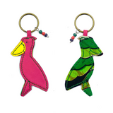 Shibiroko Leather Keychain -Pink & Green-