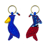 Shibiroko Leather Keychain -Blue & Red-