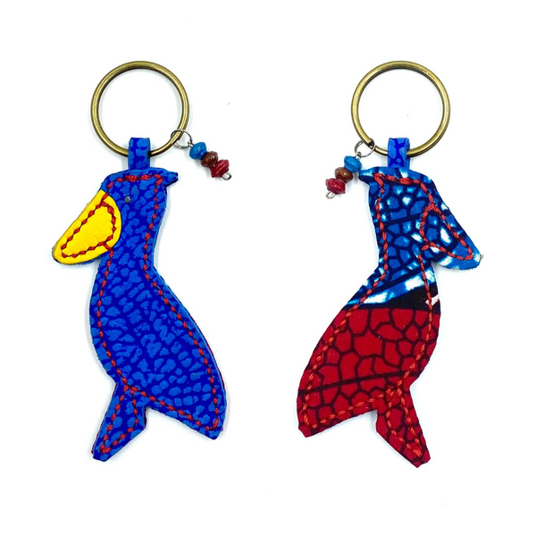 Shibiroko Leather Keychain -Blue & Red-