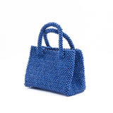 Paper-BeadedColorful bag with strap -blue-