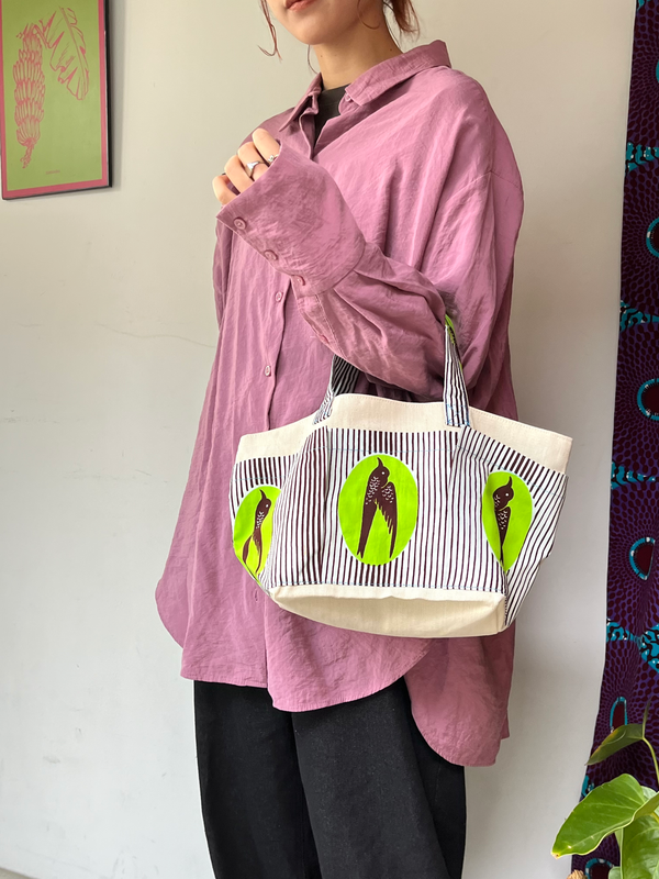 Lunch tote -Swallow / white blue & light green-