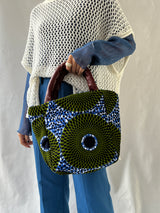 Quilting tote -Bigeye・ Khaki blue-