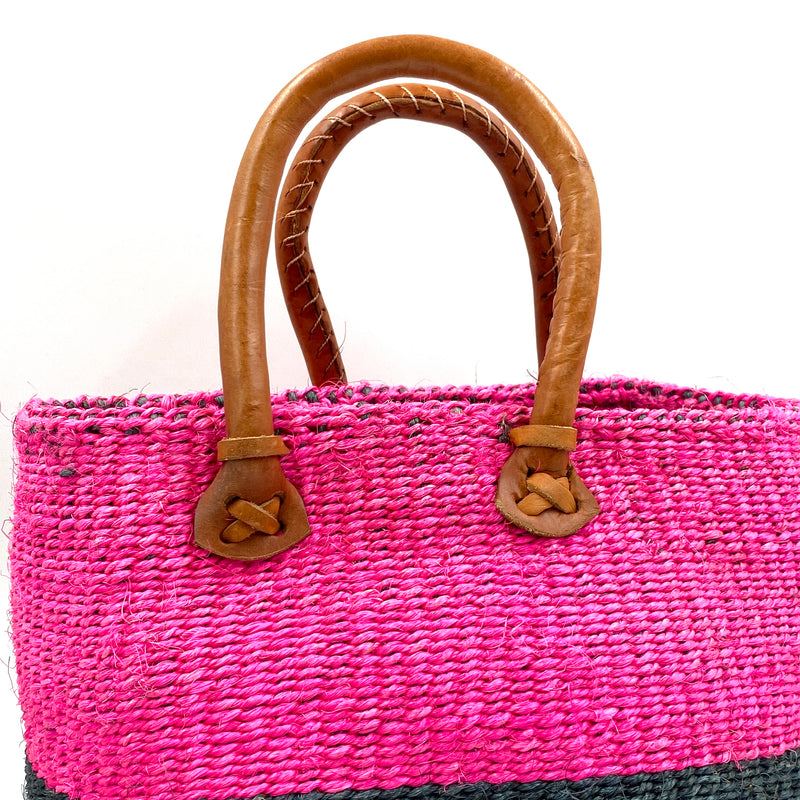 Sisal Two -tone Marche Bag S Ekle x Pink