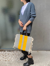 Crochette Stripe Bag - Yellow & Gray -