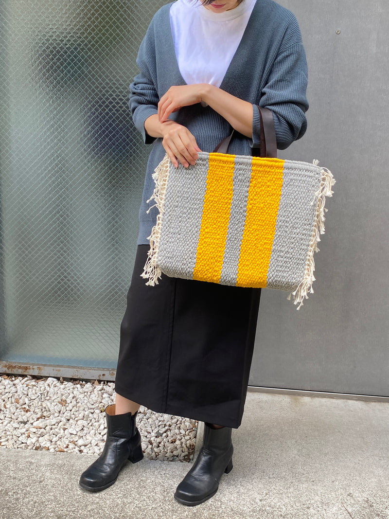 Crochette Stripe Bag - Yellow & Gray -