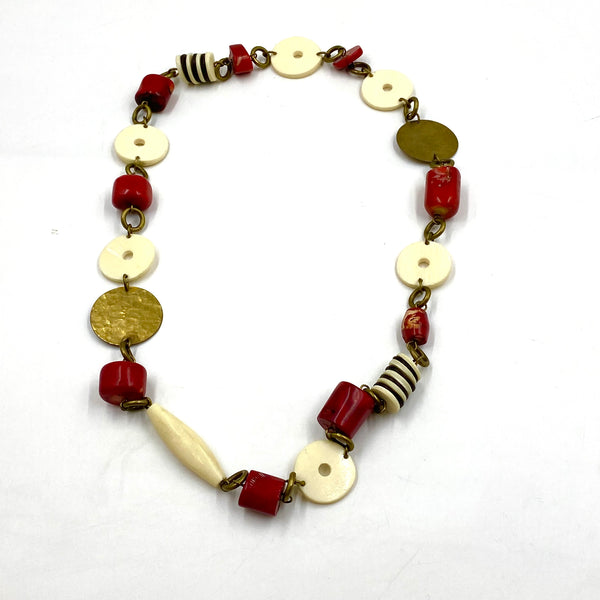 African Art Necklace L -Doki pottery-