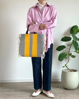 Crochette Stripe Bag - Yellow & Gray -