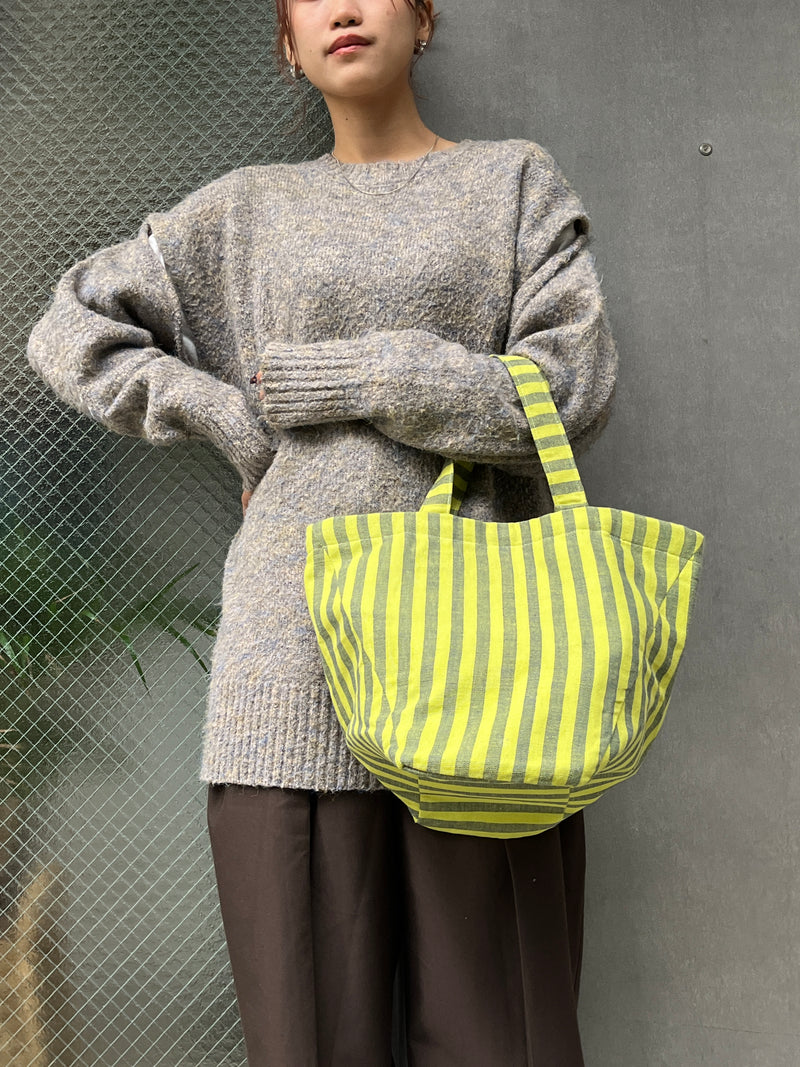 Kikoi Striped Bucket Tote - Green -