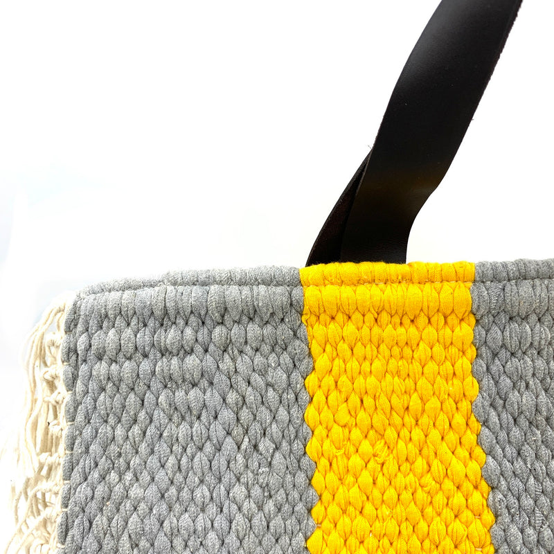 Crochette Stripe Bag - Yellow & Gray -