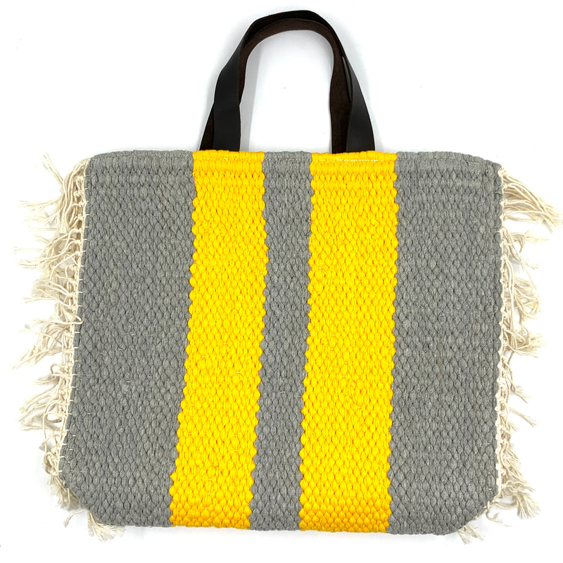 Crochette Stripe Bag - Yellow & Gray -