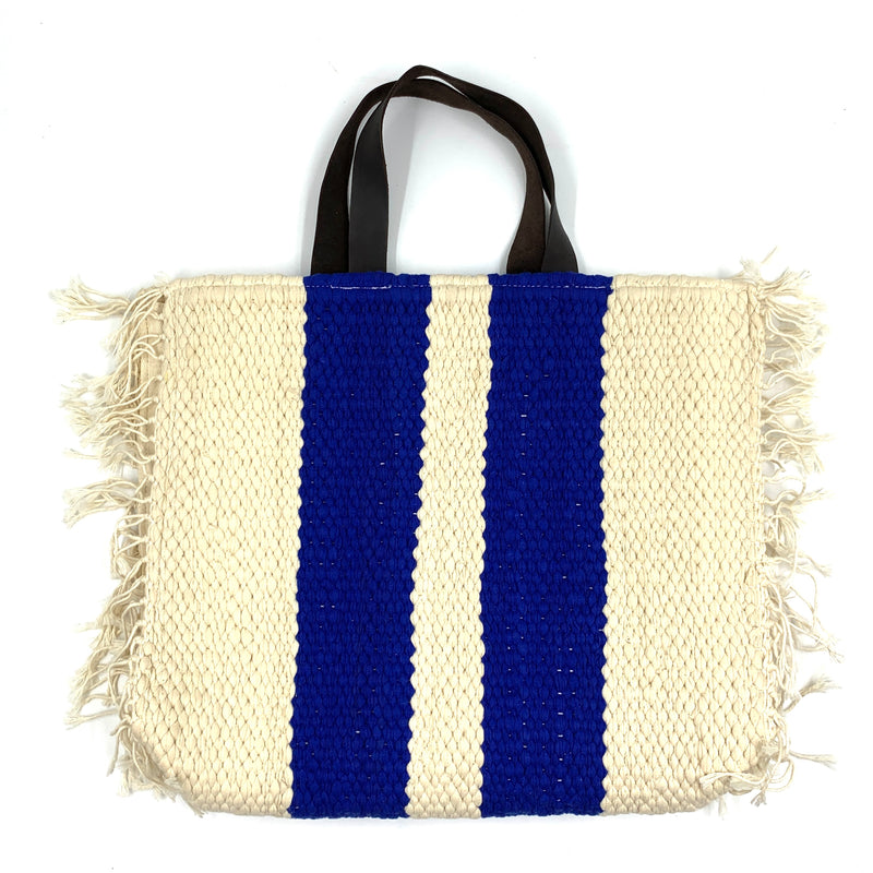 Croshet Stripe Bag-Blue & White -