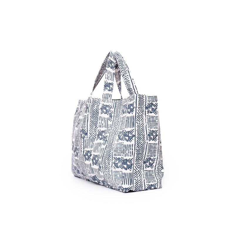 Zakuzaku Tote -White Blue Elegance-