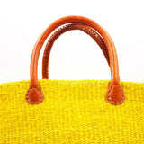 Sisal Two -tone Marche Bag L -Yellow x Beige-