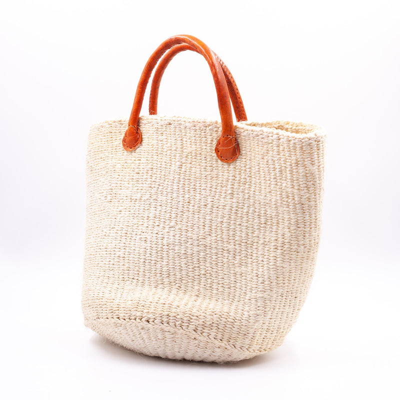 Sisal Two Tone Marche Bag L -White-